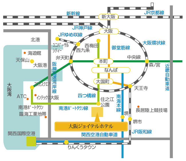 大阪ジョイテルホテルのアクセス図