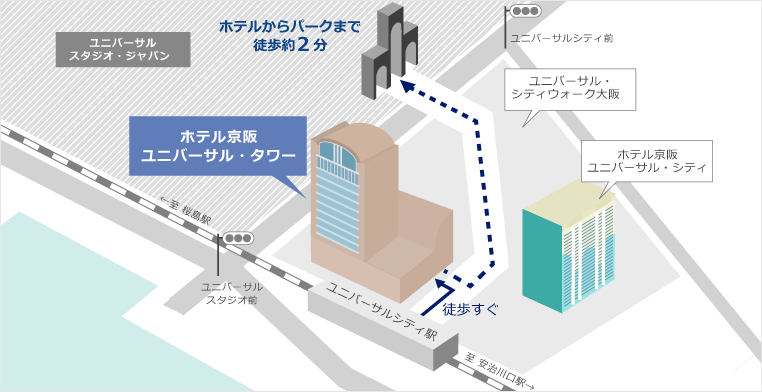ホテル京阪 ユニバーサル・タワーのアクセス図
